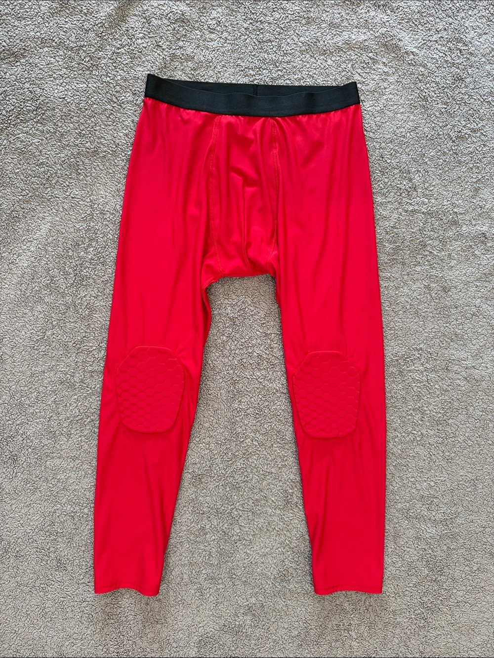 Men's Red Padded Athletic Joggers with Black Waistband